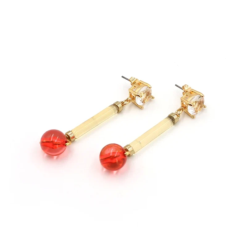 Pendente acrylique longue transparence avec boucles d'oreilles en diamant