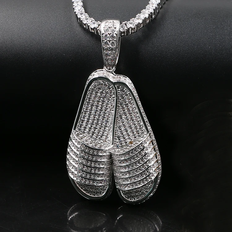 Slippers Hip Hop Style Zircon Pendant