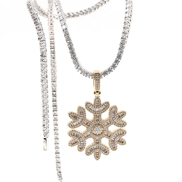 Pendentif en laiton de zircon de flocon de neige